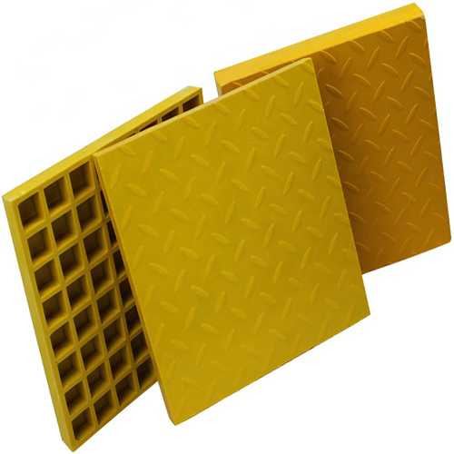 Caillebotis FRP en fibre de verre à surface supérieure pleine, motif damier