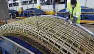 FRP ground support rock bolts and ribbed rebar mesh assembling  for the reinforcement  of an underground mining tunnel.