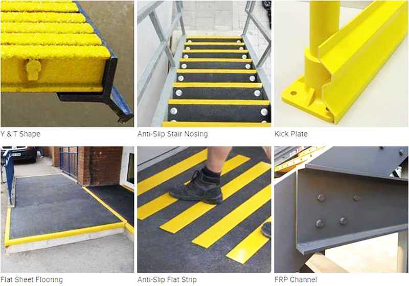 FRP and fiberglass profiles and panels used in surface protection and related applications