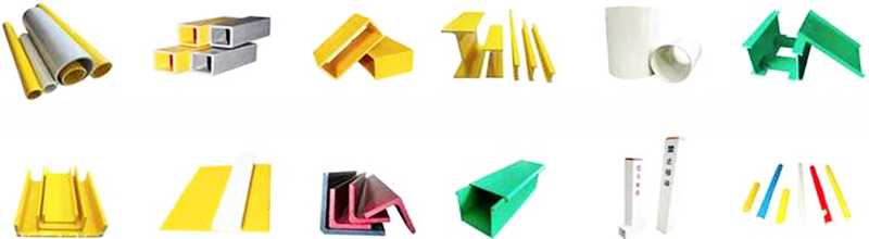 FRP/GRP pultruded structural profiles including H-beam, I-beam, channel and angle sections